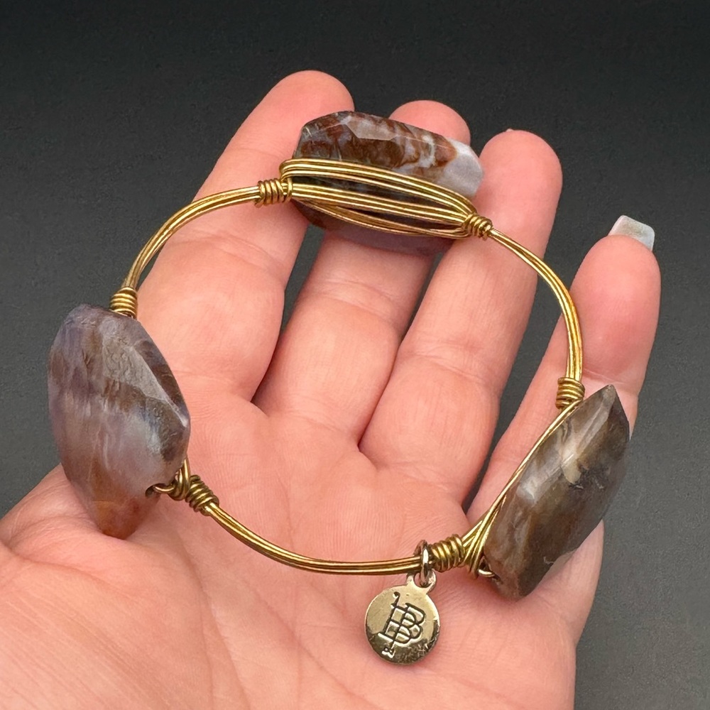 Bourbon and Bowties Gold and Brown Stone Bracelet
